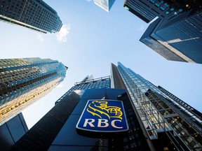 The Royal Bank of Canada building on Bay Street in the heart of the financial district in Toronto.