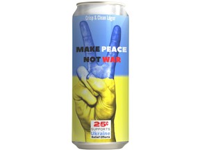 Make Peace Not War is Tomorrow Brew Co's third BREW AID entry with net proceeds going to the Ukraine Humanitarian Appeal Fund, via the Canadian Red Cross.