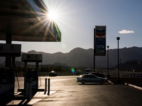 Fuel prices at a Chevron gas station in Las Vegas, Nevada, U.S., on Wednesday, March 9, 2022.