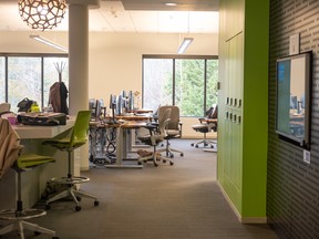 A workspace inside Building 21 at the Microsoft Campus in Redmond, Washington.