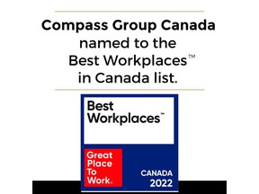 Compass Group Canada named to the Best Workplaces in Canada™ list by Great Places to Work®.