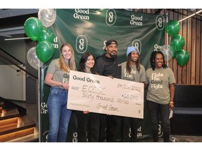 The Good Green team presents check to Good Green grant recipient Ex-Cons for Community and Social Change.