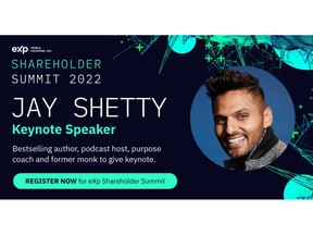 eXp Shareholder Summit 2022 to Feature Keynote Speech by Jay Shetty