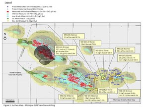 Surface Map – Monique Gold Trend new drilling