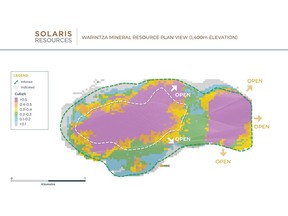 Figure 1 – Warintza Mineral Resource Plan View (1,400m Elevation)