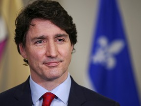 Premierminister Justin Trudeau sprach am Mittwoch in Laval, Quebec, über den Haushalt.