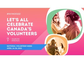 From April 24 to 30, 2022 Volunteer Canada celebrates Canada's 24 million volunteers during National Volunteer Week