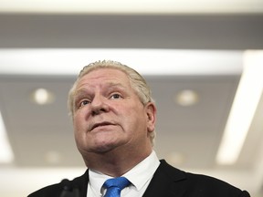Ontario Premier Doug Ford speaks during an announcement in Ottawa on March 25, 2022.