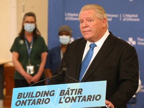 Premier Doug Ford makes an announcement on March 25, 2022.