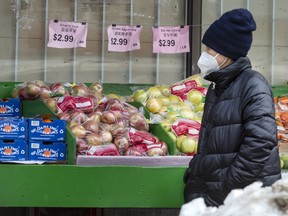 A person walks past groceries at Toronto's Yao Hua Supermarket on Gerrard Street East.