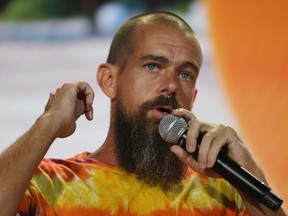Jack Dorsey creator, co-founder, and chairman of Twitter Inc. speaks on stage at the Bitcoin 2021 Convention.