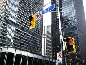 The Financial District at Bay Street and King Street in Toronto.