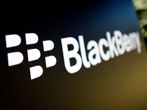 A Blackberry logo is seen at the Blackberry campus in Waterloo, Ont.