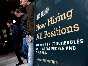 A sign advertising hiring, flexible schedules