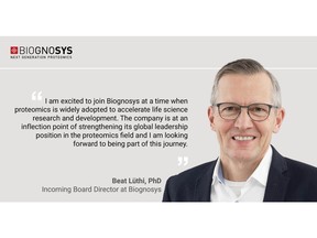 Beat Lüthi, Ph.D. – Biognosys' Newly Appointed Board Director.
