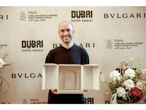 Nima Nabavi, winner of the Bulgari Contemporary Art Award, with the trophy