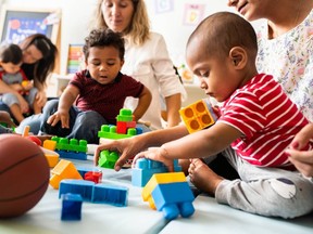 Children playing with blocks