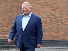 Ontario PC leader Doug Ford attends a press conference in Ottawa on Monday.
