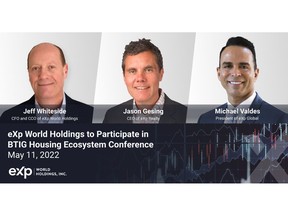 eXp World Holdings Leaders CFO Jeff Whiteside; CEO Jason Gesing and President of eXp Global Michael Valdes to Participate in BTIG Housing Ecosystem Conference