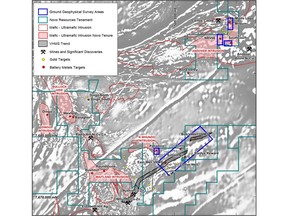 Prospect location and proposed areas for ground geophysical surveys.