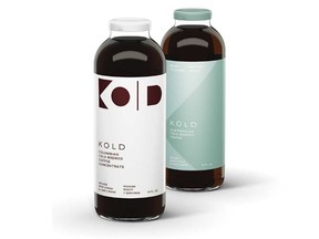 Bottles of the KOLD line of organic, mushroom-infused, cold-brew coffee beverages.