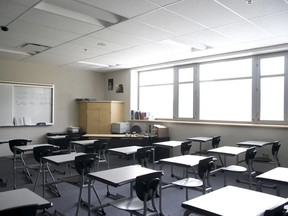 An empty classroom.