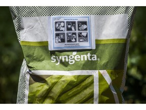 Sack of Syngenta AG bean seeds on a farmer's field near Johannesburg, South Africa. Photographer: Waldo Swiegers/Bloomberg