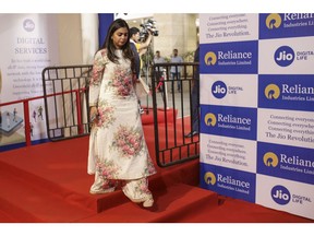 Isha Ambani, daughter of billionaire Mukesh Ambani, arrives for the Reliance Industries Ltd. annual general meeting in Mumbai, India, on Monday, Aug. 12, 2019. Saudi Aramco will buy a 20% stake in the oil-to-chemicals business of India's Reliance Industries Ltd., including the 1.24 million barrels-a-day Jamnagar refining complex on the country's west coast, Reliance Chairman Mukesh Ambani said at the company's annual general meeting in Mumbai.