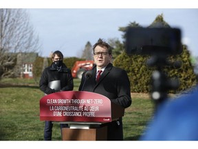 Jonathan Wilkinson speaks during a news conference in Ottawa on Nov. 19, 2020.
