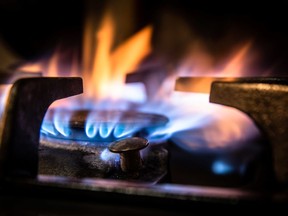 Gas burns on a domestic oven hob in the Molins de Rei district of Barcelona, Spain, on Thursday Sept. 23, 2021. Energy prices are soaring from the U.S. to Europe and Asia as economies emerge from the pandemic and people return to the office.