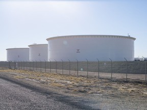 Crude oil storage tanks near Crane, Texas, U.S., on Sunday, Jan. 30, 2022. Temperatures are forecast to plummet across the oil and natural gas producing areas of Texas later this week, threatening to impact production and the power grid. Photographer: Matthew Busch/Bloomberg