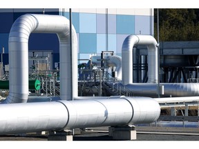 Pipework at the Radeland 2 compressor station for the European Gas Pipeline Link (EUGAL), a downstream pipeline for Nord Stream operated by Gascade Gastransport GmbH, in Radeland, Germany, on Friday, March 11, 2022. The European Union, which is dependent on Russia for about a third of its gas consumption, laid out measures this week to wean the region off Russian supplies this year but any immediate disruption would have widespread economic consequences, with soaring wholesale prices crippling industry and sending inflation even higher.