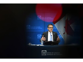 Tiff Macklem speaks during a Bank of Canada news conference in Ottawa on April 13, 2022.