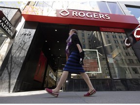 A Rogers store in Montreal, Quebec, Canada, on Monday, May 9, 2022. To close one of Canada's biggest-ever takeovers, Rogers Communications Inc. may need help from an unlikely ally: a rival telecommunications company, Quebecor Inc., led by an outspoken Quebec separatist with a penchant for lawsuits. Photographer: Christinne Muschi/Bloomberg