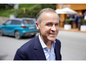 Mark Carney, vice chair and head of transition investing at Brookfield Asset Management, on the opening day of the World Economic Forum (WEF) in Davos, Switzerland, on Monday, May 23, 2022. The annual Davos gathering of political leaders, top executives and celebrities runs from May 22 to 26.