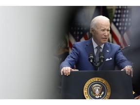 US President Joe Biden speaks during an event in the Rose Garden of the White House in Washington, D.C., US, on Friday, May 13, 2022. Biden this afternoon met with local elected officials and chiefs of police from cities that have benefited from using American Rescue Plan funding to increase spending on community policing and public safety programs, according to the White House.