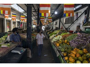A vegetable market in Colombo, Sri Lanka, on Monday, May 16, 2022. Sri Lanka has been rattled by power cuts, food shortages, and a currency in free fall, which fueled protests and pushed Prime Minister Mahinda Rajapaksa to resign.