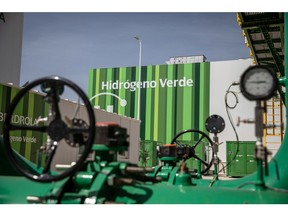A green hydrogen electrolyzer during the final stages of construction at Iberdrola SA's Puertollano plant Spain.