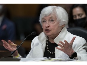 Janet Yellen, US Treasury secretary, speaks during a Senate Finance Committee hearing in Washington, D.C., US, on Tuesday, June 7, 2022. Yellen, worried by the specter of inflation, initially urged Biden administration officials to scale back the $1.9 trillion American Rescue Plan by a third, according to an advance copy of a biography on the Treasury secretary.