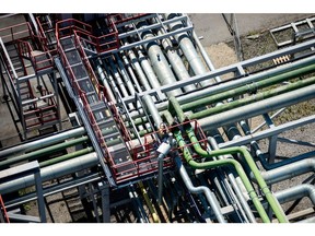 Oil pipes at the Viru Keemia Grupp AS (VKG) oil shale processing plant in Kohtla-Jarve, Estonia, on Tuesday, June 7, 2022. Oil hit a three-month intraday high on Monday amid rebounding demand from China and a significant tightening of the market following Russia's invasion of Ukraine. Photographer: Peter Kollanyi/Bloomberg