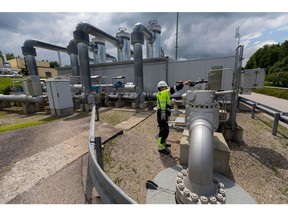 An employee adjusts a control valve at the Uniper SE Bierwang Natural Gas Storage Facility in Muhldorf, Germany, on Friday, June 10, 2022. Uniper is playing a key role in helping the government set up infrastructure to import liquified natural gas to offset Russian deliveries via pipelines.
