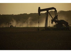 Oil pump jacks at the New Harmony Oil Field in Grayville, Illinois, US, on Sunday, June 19, 2022. Top Biden administration officials are weighing limits on exports of fuel as the White House struggles to contain gasoline prices that have topped $5 per gallon. Photographer: Luke Sharrett/Bloomberg