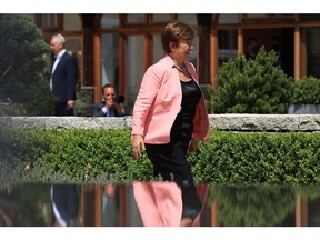 Kristalina Georgieva, managing director of the International Monetary Fund (IMF), arrives on day two of the Group of Seven (G-7) leaders summit at the Schloss Elmau luxury hotel in Elmau, Germany, on Monday, June 27, 2022. G-7 nations are set to announce an effort to pursue a price cap on Russian oil, US officials said, though there is not yet a hard agreement on curbing what is a key source of revenue for Vladimir Putin for his war in Ukraine.