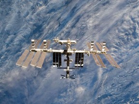 A close-up view of the International Space Station taken by an astronaut in 2011.