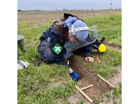 A HALO medic-deminer in a battlefield near Kyiv. HALO teams are on the ground, urgently clearing landmines in Ukraine.