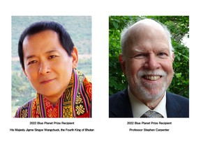 2022 recipients: (1) His Majesty Jigme Singye Wangchuck, the Fourth King of Bhutan; (2) Professor Stephen Carpenter (USA)