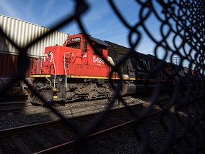 About 750 Canadian National Railway Co. employees represented by the International Brotherhood of Electrical Workers walked off the job across the country Saturday morning.