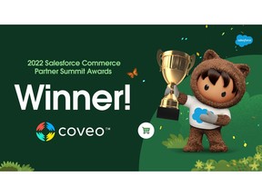 Coveo Named Salesforce Commerce Cloud Partner of the Year for Best Early Salesforce Commerce Win 2022 and Best Personalization 2022.