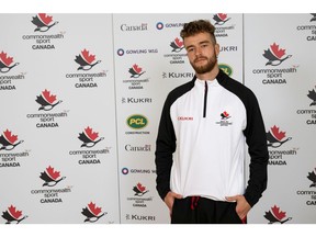 Para Athletics athlete David Johnson models the Team Canada clothing designed by Kukri Sports to be worn at the 2022 Commonwealth Games in Birmingham, England.