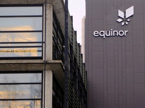 Equinor's logo is seen at the company's headquarters in Stavanger, Norway.